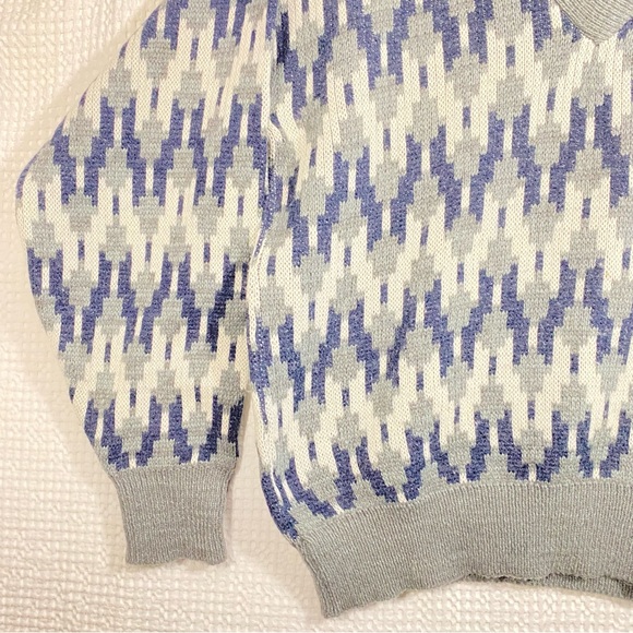 Vintage. '80's GIVENCHY Monsieur Shawl Neck Grey Geometric Pattern Mens Size XL - Picture 4 of 9